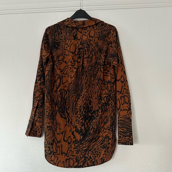 Topshop Animal Print Cheetah Blouse Button Down Mesh US 4 - Picture 4 of 5